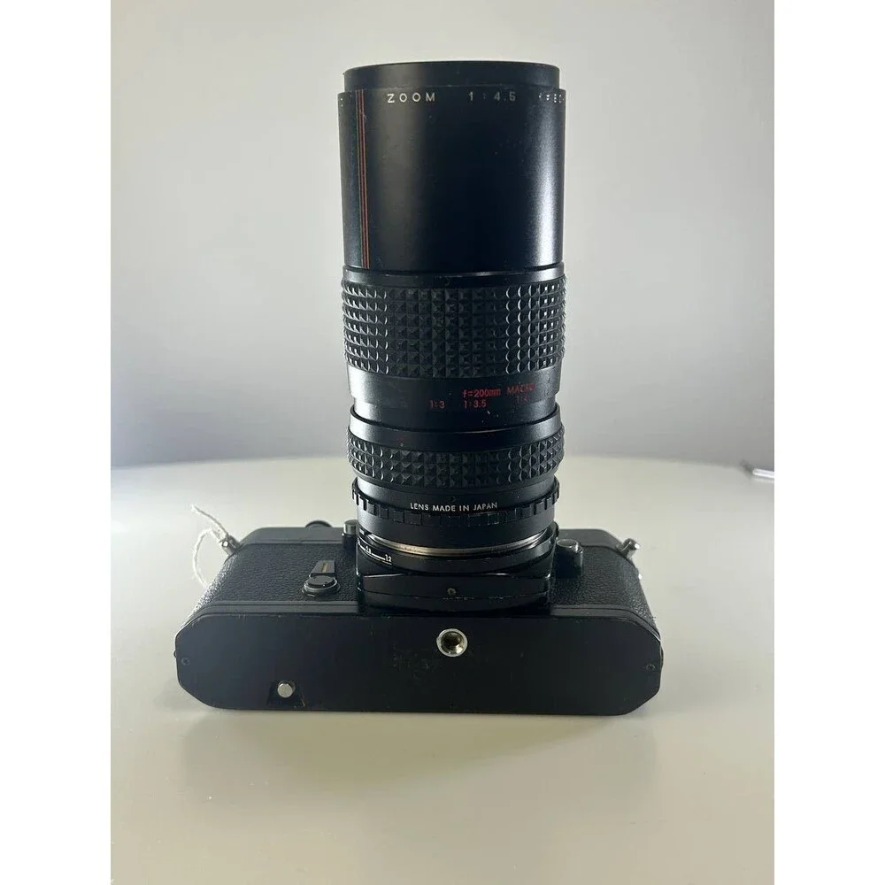 UNTESTED AS-IS Nikkormat EL Black SLR Camera Body + Auto Makinon 80-200mm Lens
